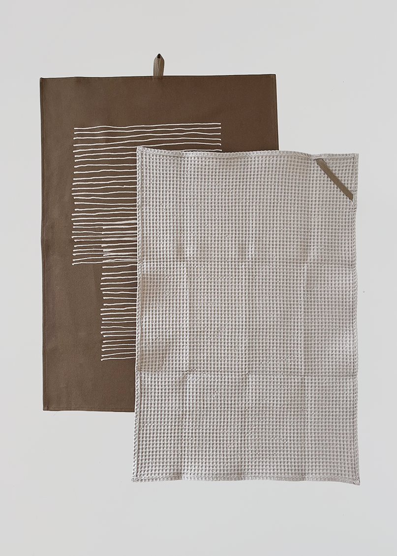 Linien Geschirrtuch-Set aus Baumwolle