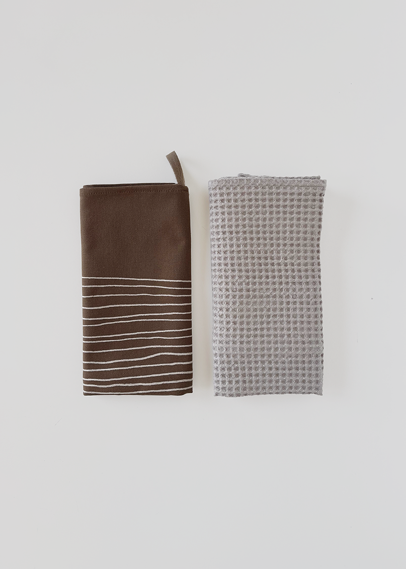 Linien Geschirrtuch-Set aus Baumwolle