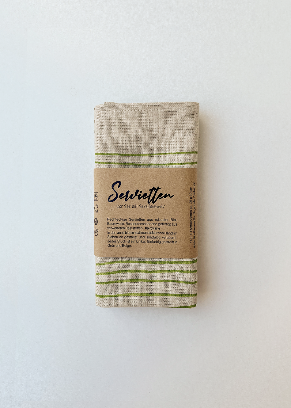 2er Set gestreifte Servietten aus Leinen